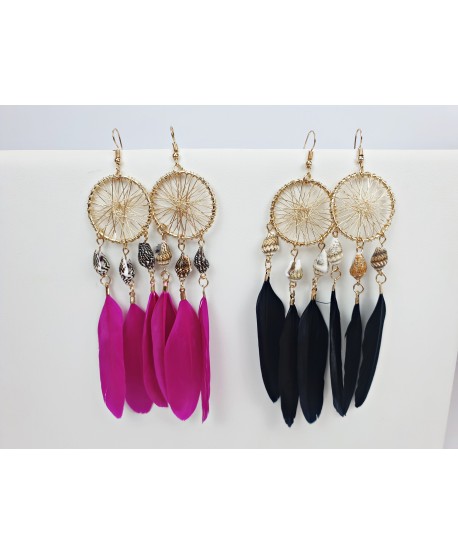 Kolczyki łapacze snów z muszelkami