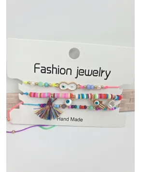 Kolorowe bransoletki na sznureczku- komplet
