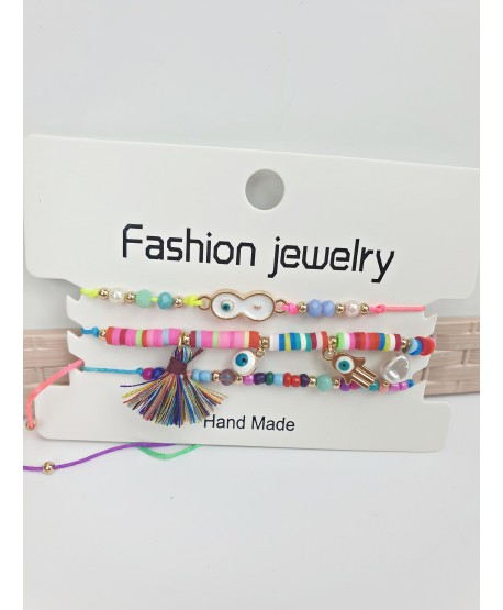 Kolorowe bransoletki na sznureczku- komplet