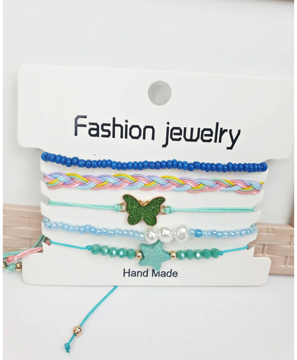 Kolorowe bransoletki na sznureczku- komplet