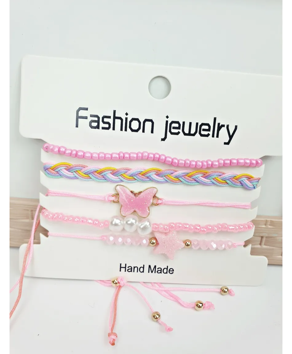 Kolorowe bransoletki na sznureczku- komplet