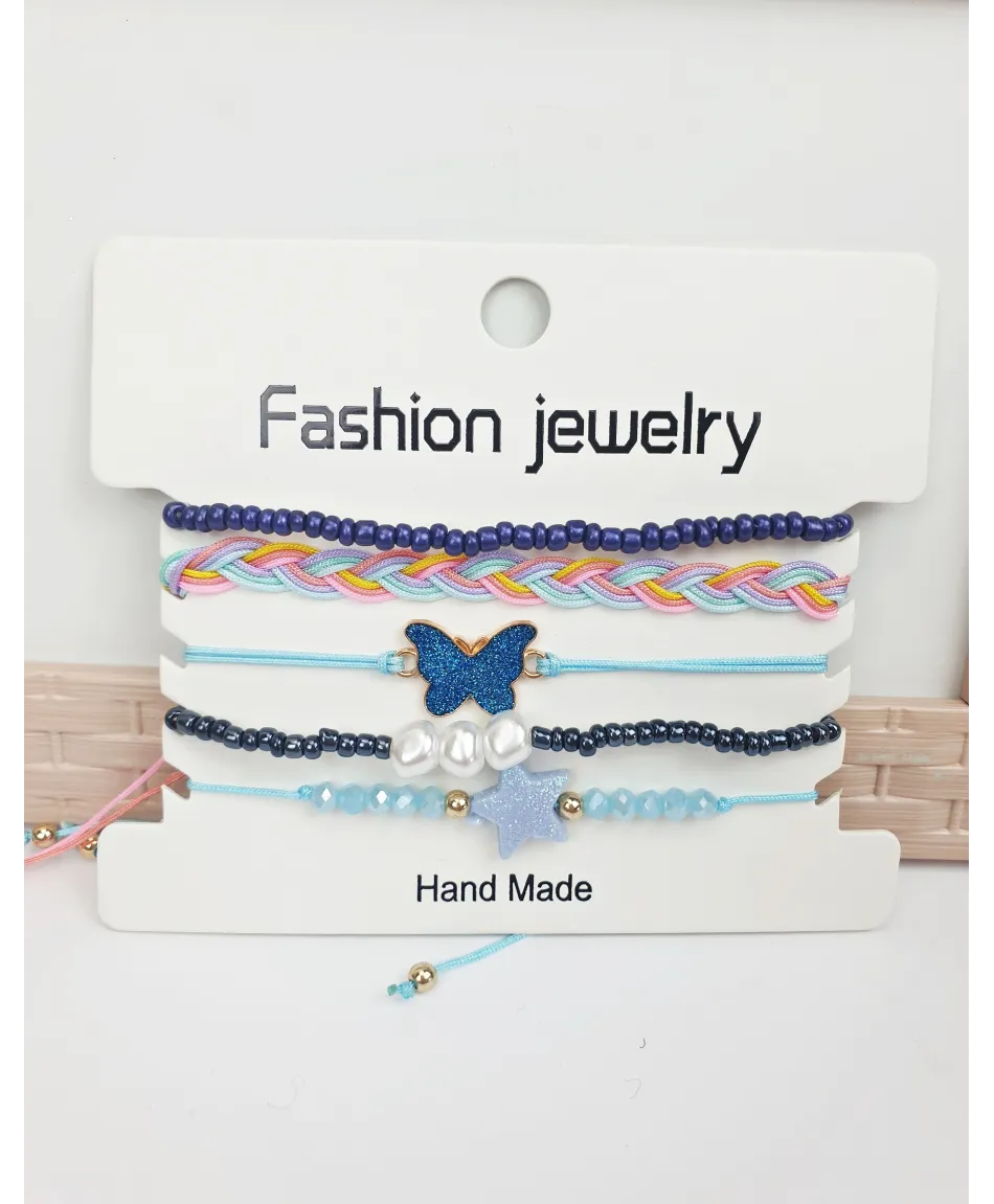 Kolorowe bransoletki na sznureczku- komplet