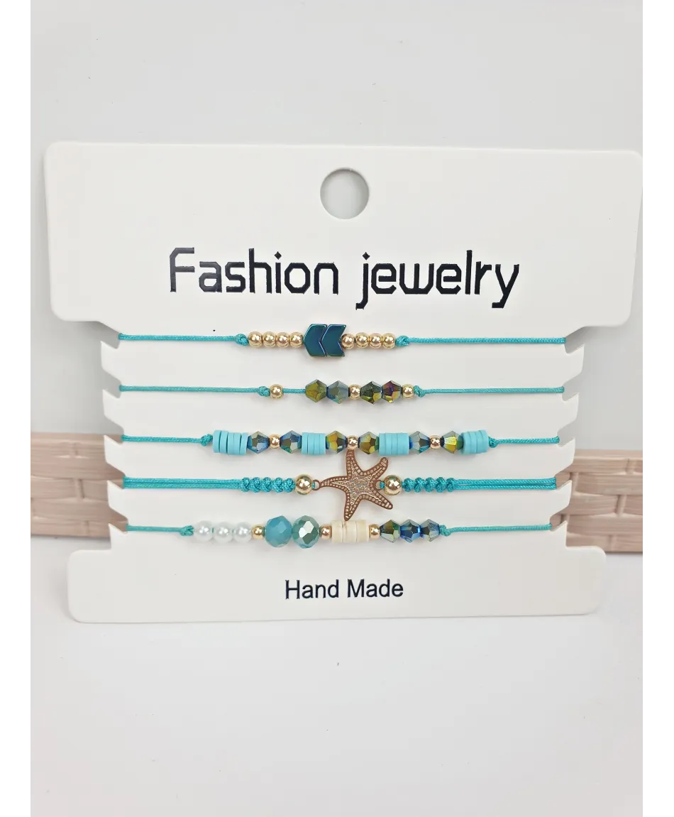 Kolorowe bransoletki na sznureczku- komplet