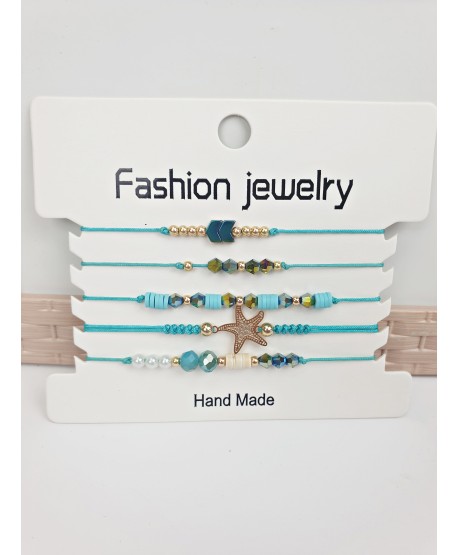 Kolorowe bransoletki na sznureczku- komplet