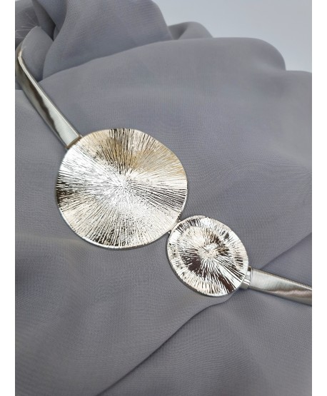 Pasek sprężynkowy srebrny z dużą klamrą