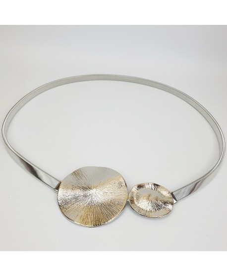 Pasek sprężynkowy srebrny z dużą klamrą