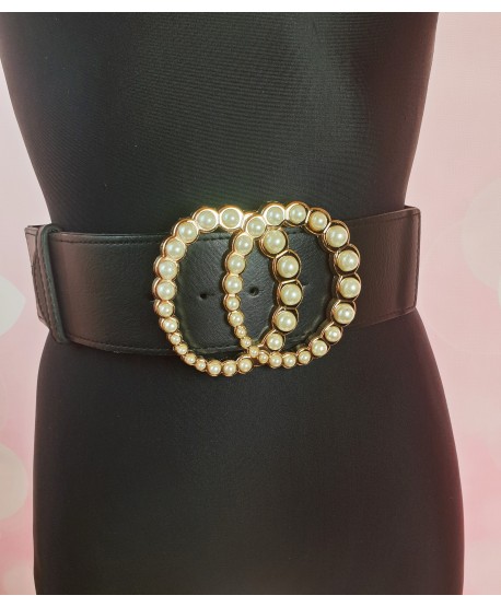 Szeroki, rozciągliwy pasek z perełkami