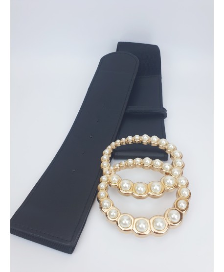 Szeroki, rozciągliwy pasek z perełkami