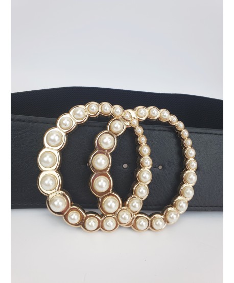 Szeroki, rozciągliwy pasek z perełkami