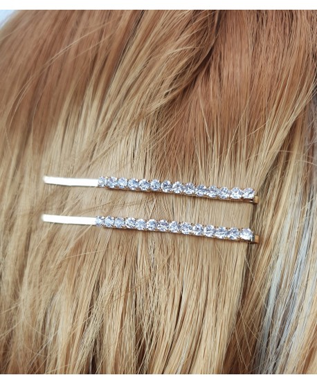 Złota wsuwka do włosów prosta z dżetów