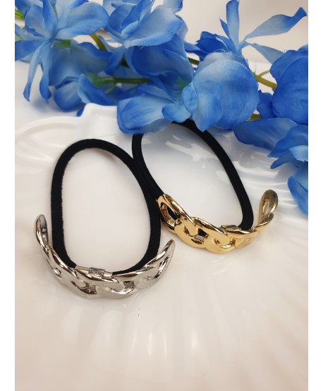 Gumka do włosów ze złotym lub srebrnym łańcuchem