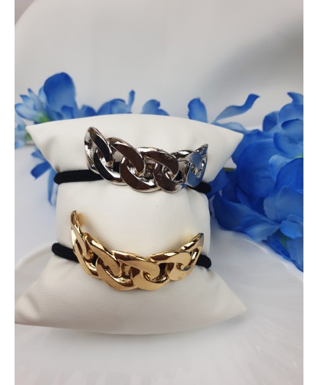 Gumka do włosów ze złotym lub srebrnym łańcuchem