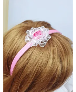 Opaska różowa z kwiatuszkiem