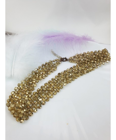 Choker ze złotych koralików