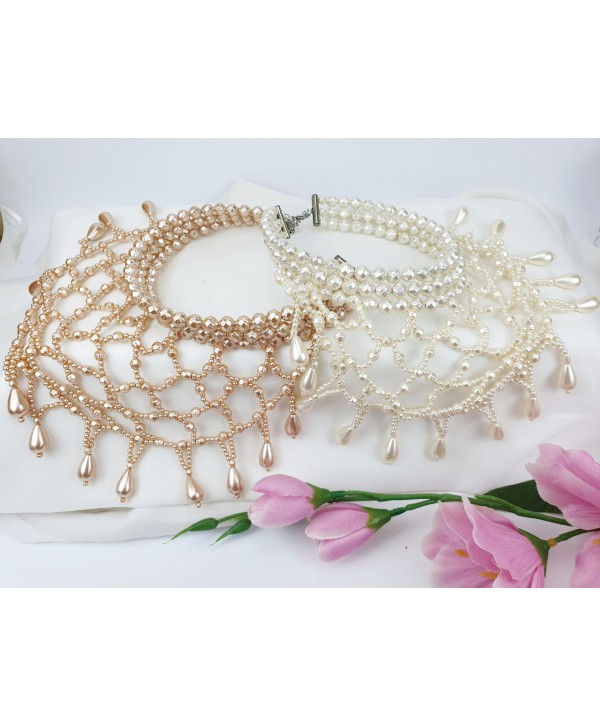 Naszyjnik choker królewski z koralików Naszyjnik choker królewski z koralików