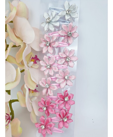 Spineczki z błyszczącymi kwiatuszkami 2szt