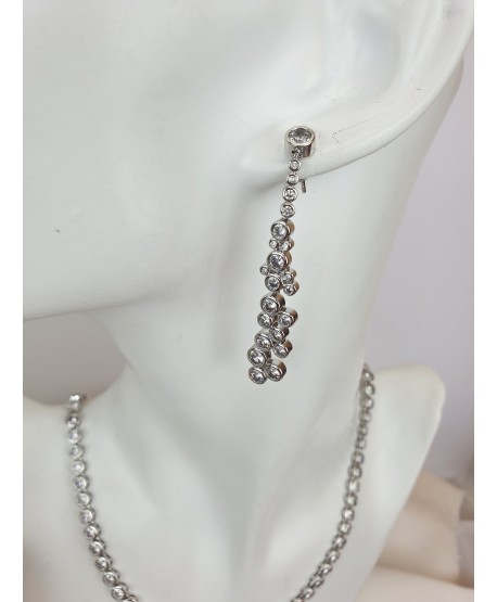 Komplet biżuterii stal okrągłe kryształki