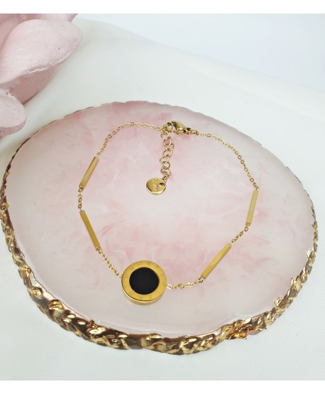 Bransoletka stal złota cyfry rzymskie