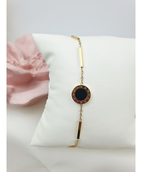 Bransoletka stal złota cyfry rzymskie