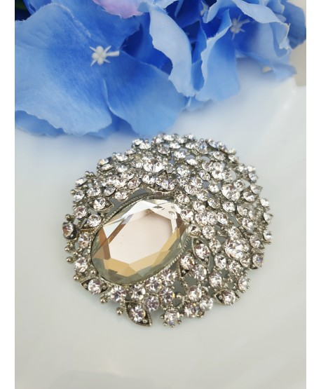 Broszka owalna srebrna