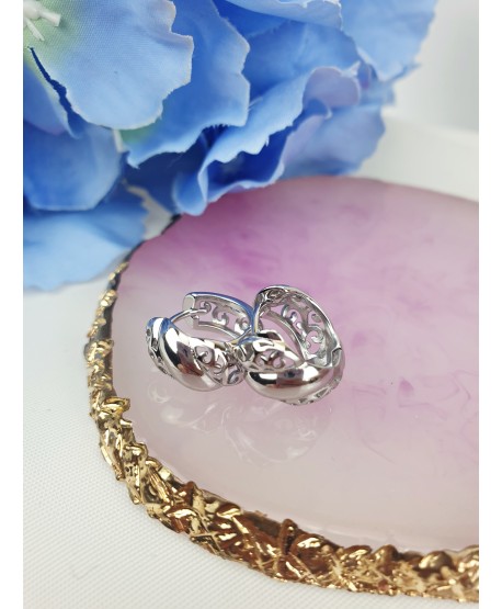 Kolczyki stal kółeczka z ażurem