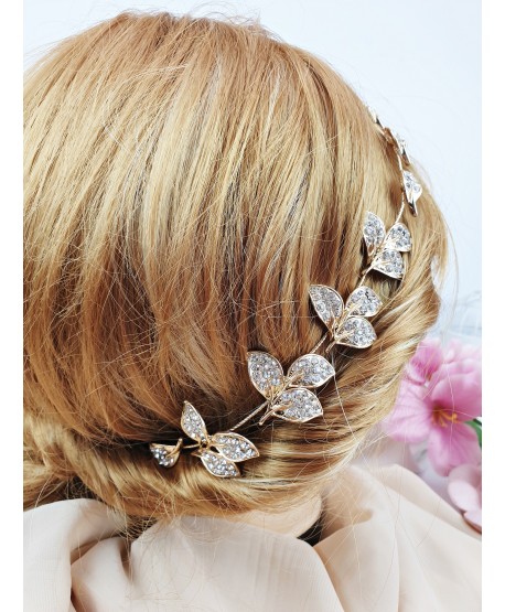 Ozdoba do włosów złote listki