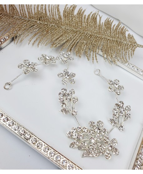 Ozdoba do włosów srebrne gałązki z kwiatkami