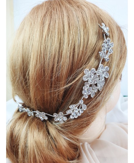 Ozdoba do włosów srebrne gałązki z kwiatkami