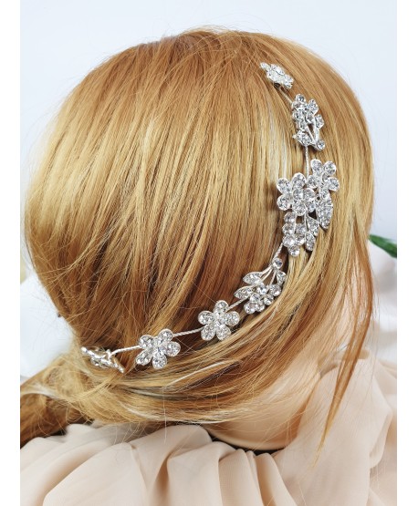 Ozdoba do włosów srebrne gałązki z kwiatkami