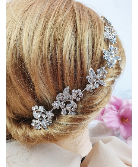 Ozdoba do włosów srebrne gałązki z listkami