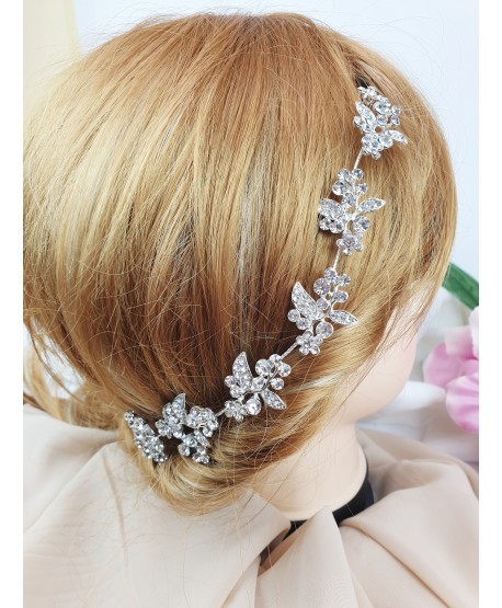 Ozdoba do włosów srebrne gałązki z listkami