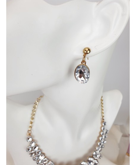 Bogaty komplet naszyjnik i kolczyki kryształowy