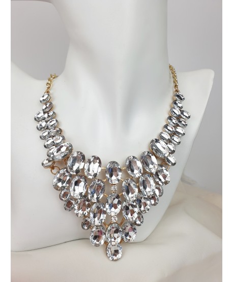 Bogaty komplet naszyjnik i kolczyki kryształowy