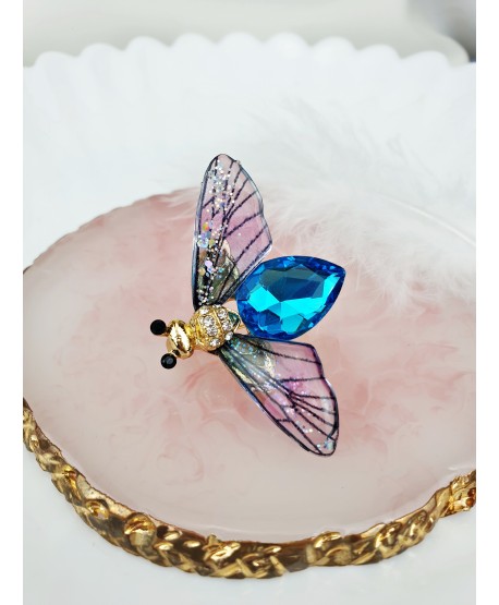 Broszka kolorowa ważka