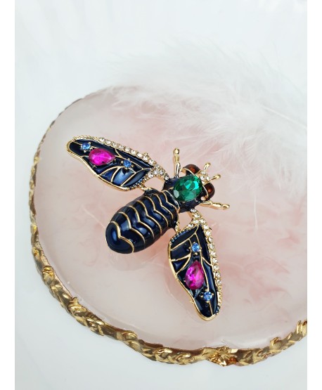 Broszka kolorowa mucha