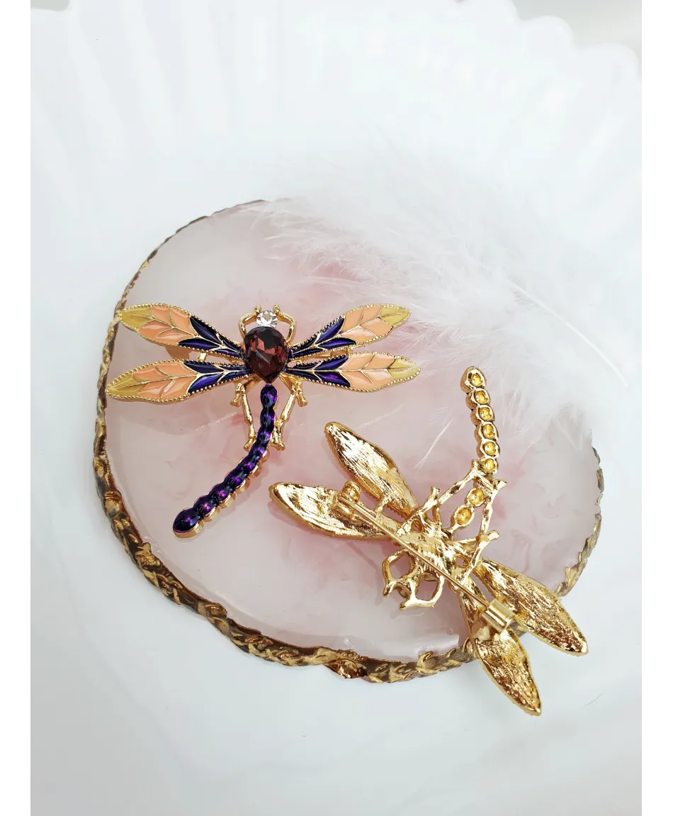 Broszka kolorowe ważki