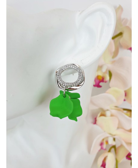 Kolorowe kolczyki ze srebrnym kółeczkiem