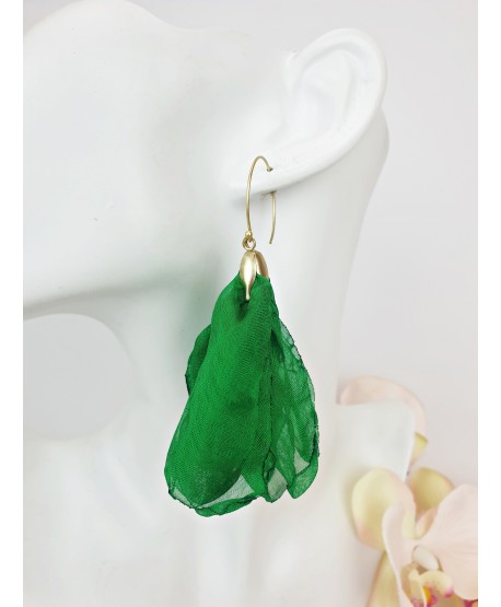 Kolczyki kółeczka z jedwabiem