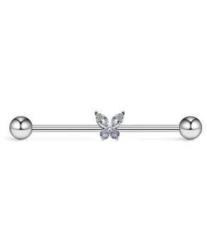 Kolczyki industrial do ucha z motylkiem