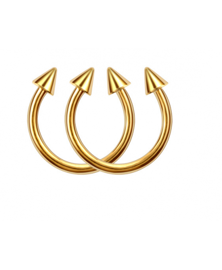 Kolczyki podkówki złote ze stożkami 12 mm