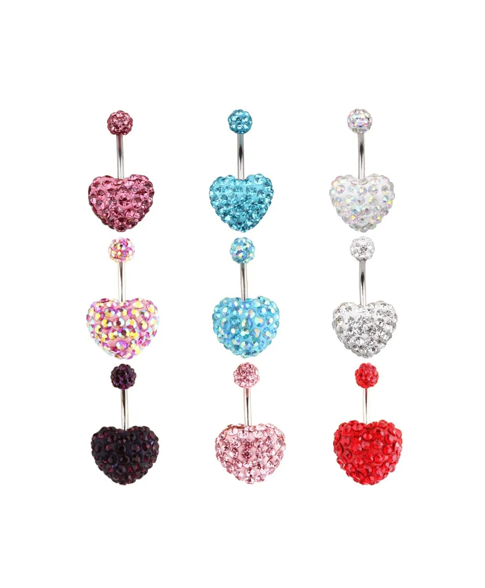 Kolczyki do pępka cyrkoniowe serca