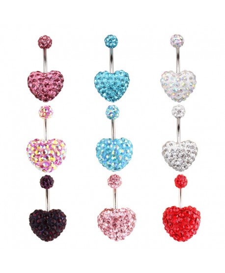 Kolczyki do pępka cyrkoniowe serca