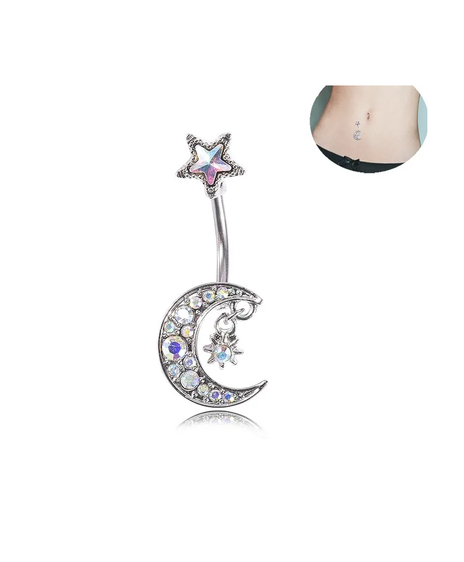Kolczyki do pępka księżyce