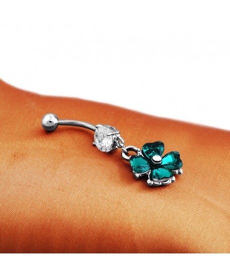 Kolczyki do pępka zielona koniczynka