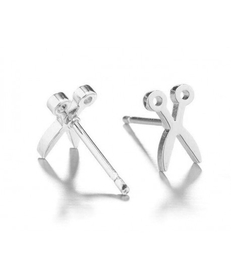 Kolczyki stal srebrne nożyczki