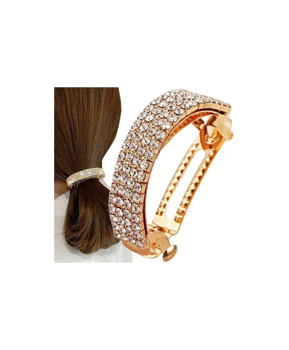 Spinka do włosów automatyczna okrągła dżetowa