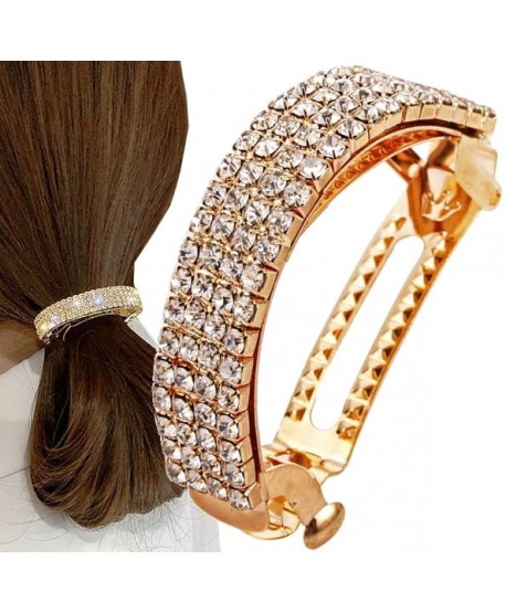 Spinka do włosów automatyczna okrągła dżetowa