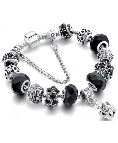 Bransoletka srebrno-czarna modułowa