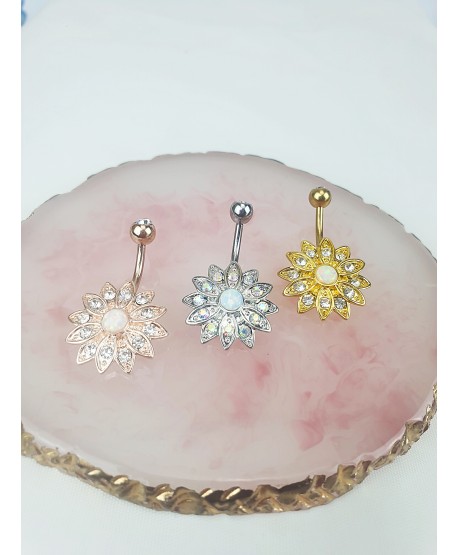 Kolczyki do pępka z kwiatem