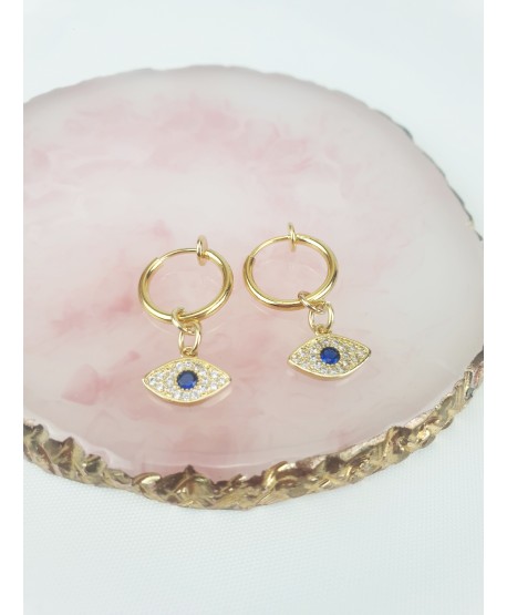 Klipsy kółeczka złote z ozdobą